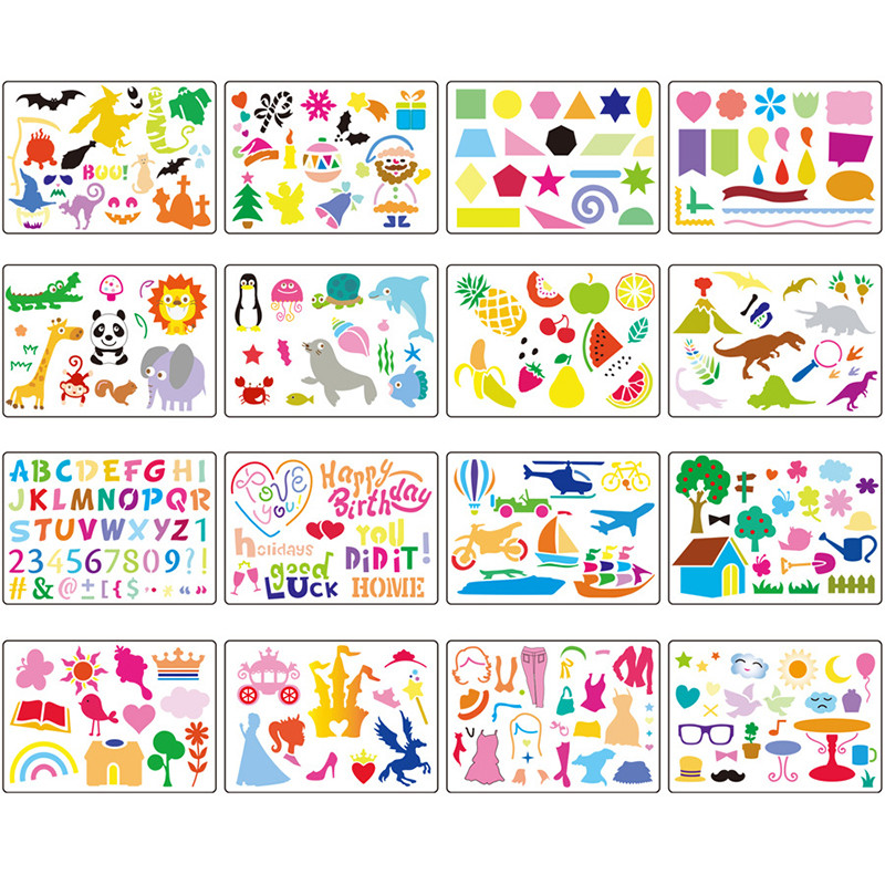 

20Pcs Children Diy Drawing Stencils Art Tool Painting Assist Template Rulers Halloween Xmas Shape