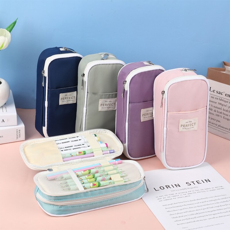 

Macaroon 3 Layer Pencil Case Smooth Zipper Large Capacity Pencilcase Stationery Organizer Pencilcase