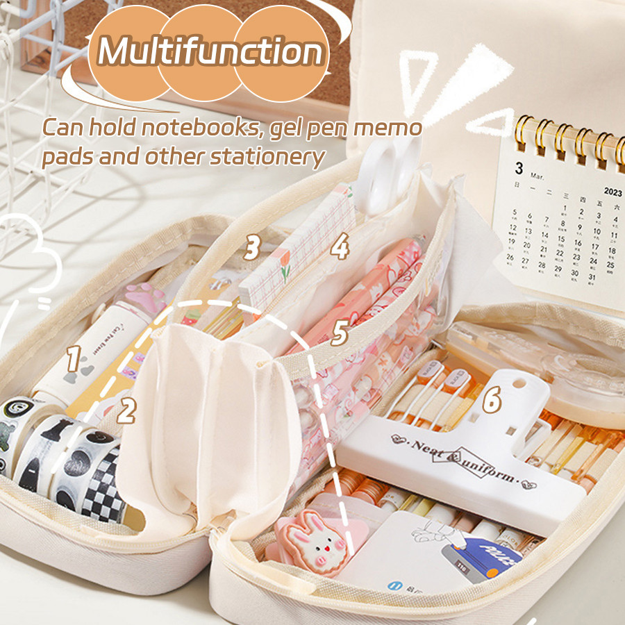 

Kawaii Volcanic Pencil Case Expandable Large Capacity Canvas Cosmetic Bag Stationer Bag For Students