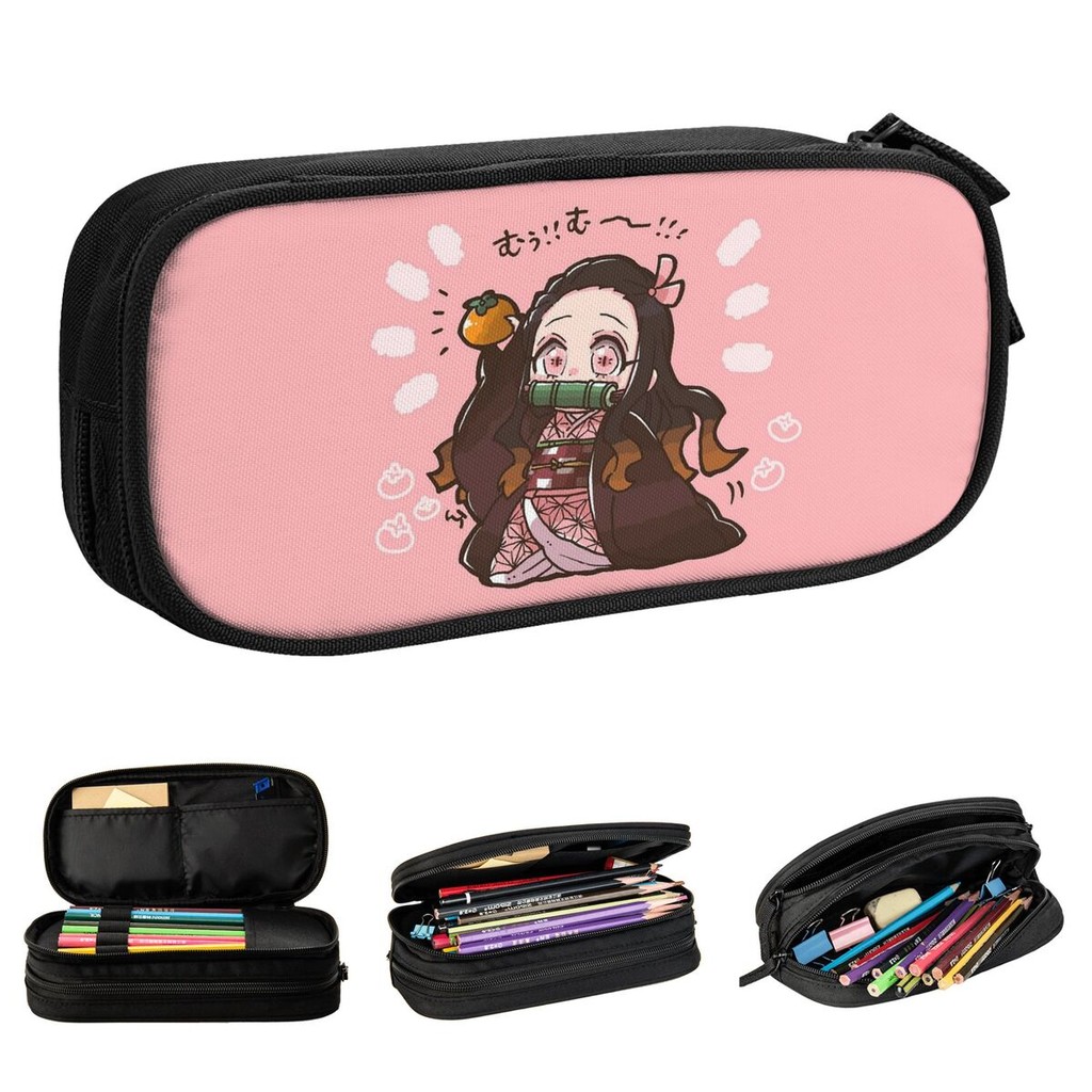 

Demon Slayer Anime Pencil Case Classic Kamado Nezuko Devil'S Blade Pen Bags Student Large Storage