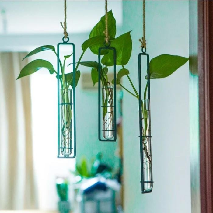 JTTOP" IRON HANGING RACK POT BUNGA GANTUNG BESI BOTOL KACA VASE GANTUNG