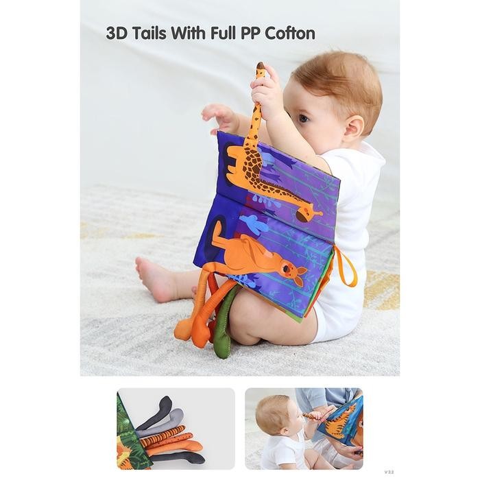 TUMAMA ANIMAL TAIL 3D CLOTH BOOK MAINAN BUKU KAIN EKOR BINATANG HEWAN EDUKASI ANAK BAYI0 3 6 9 12