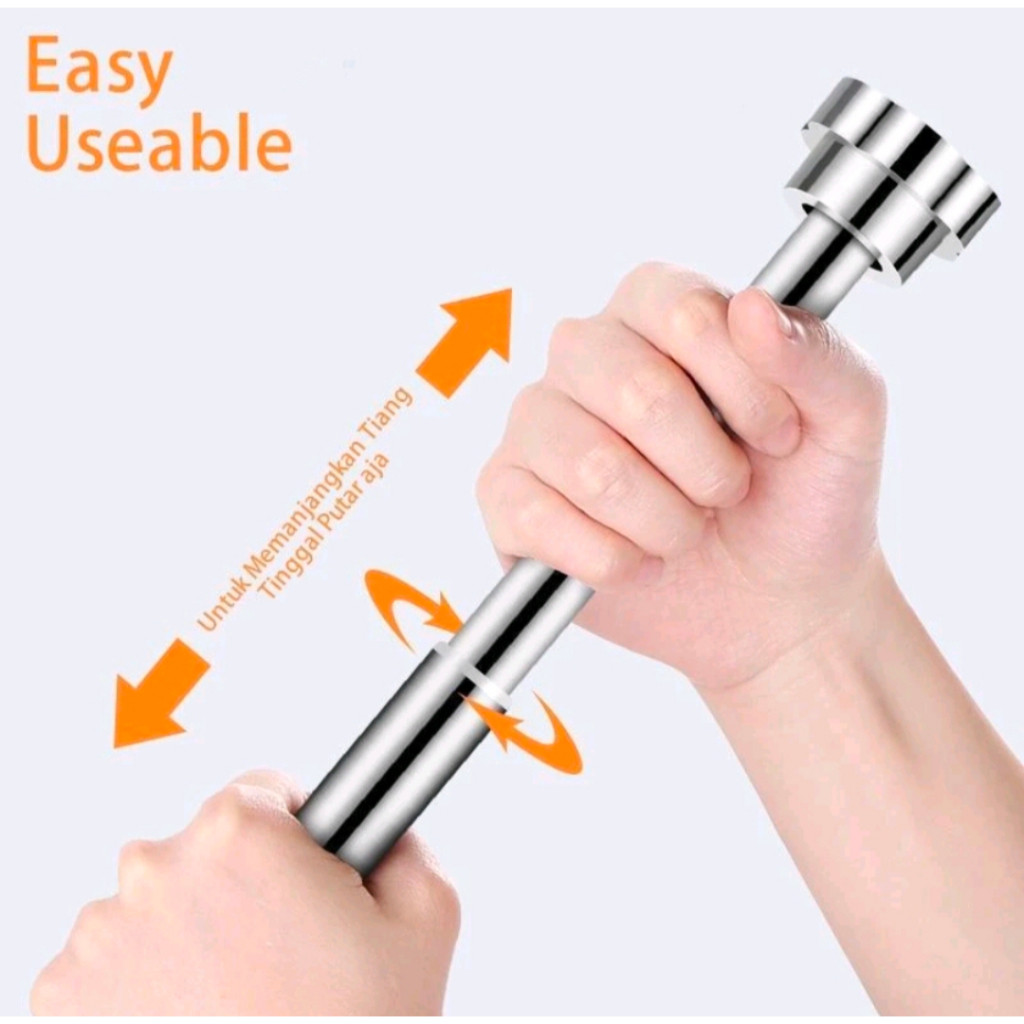 Furni Clasic Tiang Fleksibel Stainless 125-200Cm, Tiang Gorden Batang Stainless, Tongkat Fleksibel