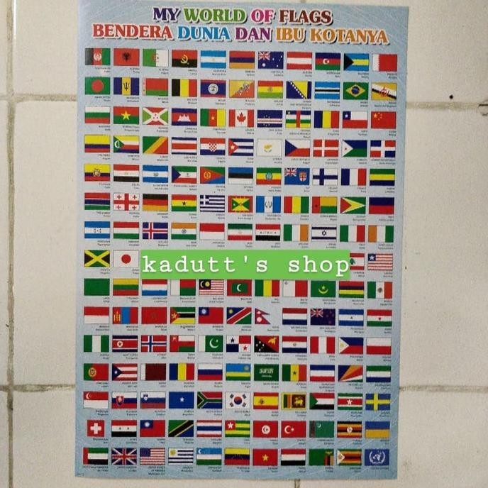 HARGA SPESIAL POSTER EDUKASI BENDERA NEGARA SELURUH DUNIA DAN IBUKOTA MAINAN MURAH PROMO ASD