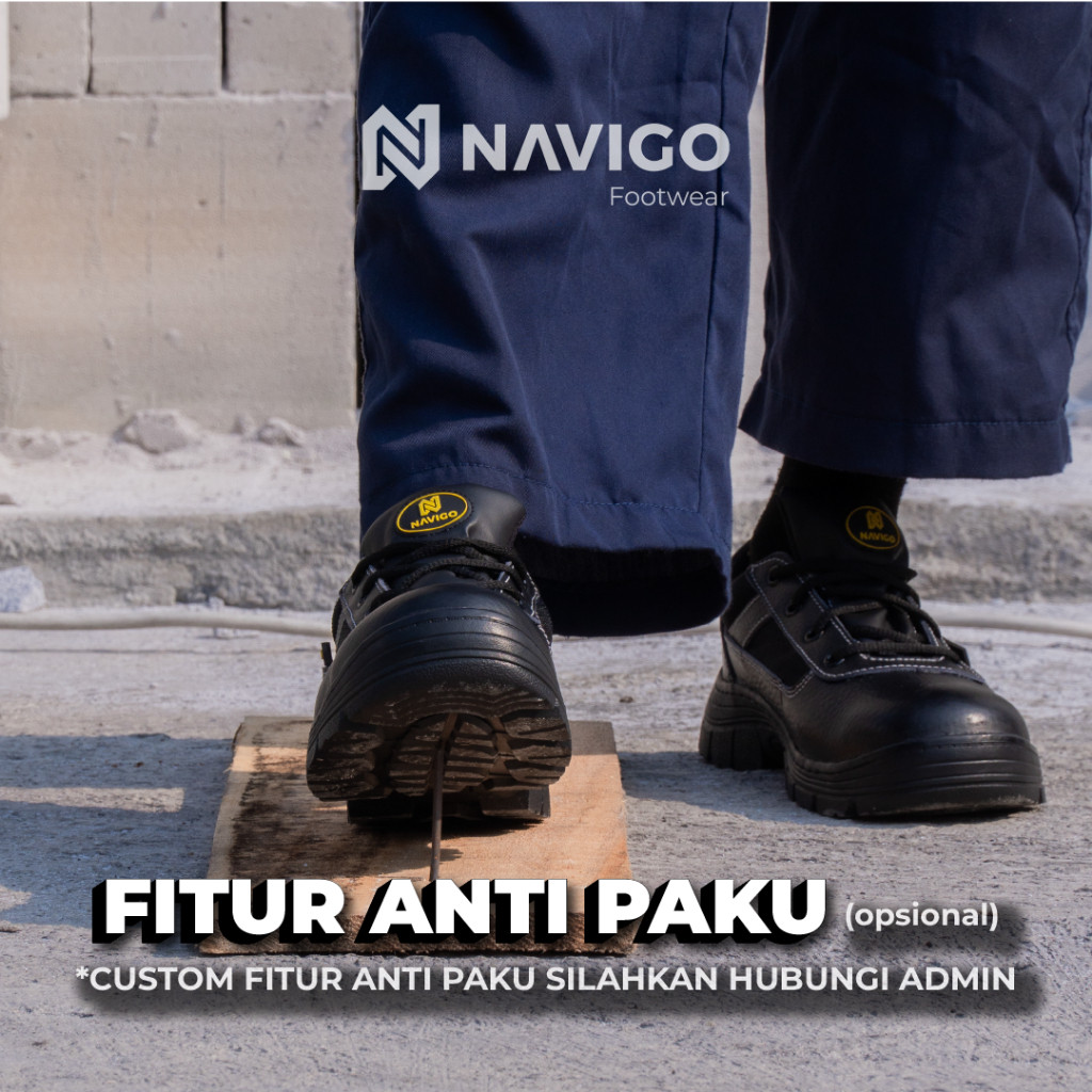 Navigo Sepatu Safety Pria Wanita SB Eagle - Safety Shoes Kulit Sapi Asli Ujung Besi Anti Slip