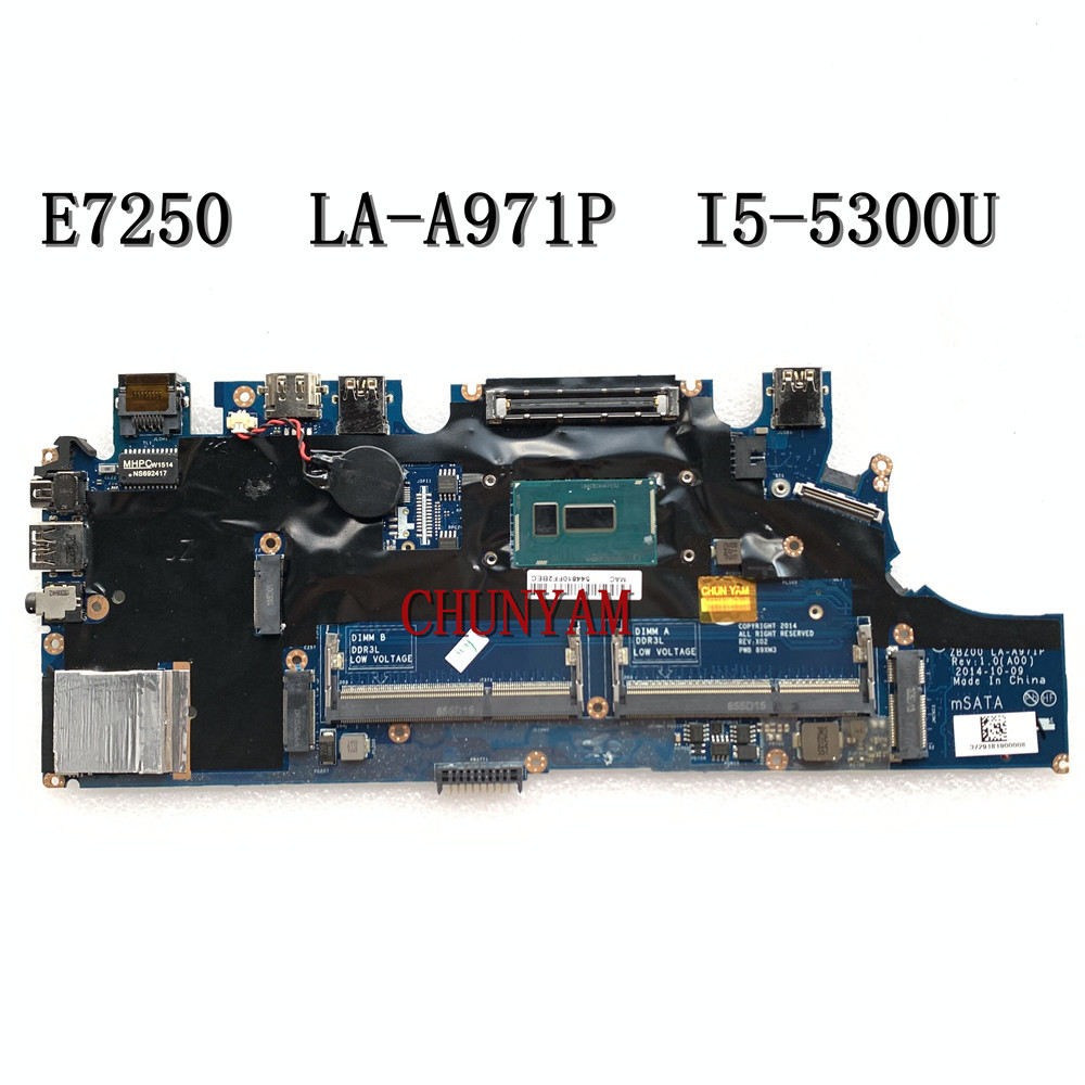 I5-5300U FOR dell latitude E7250 laptop notebook motherboard ZBZ00 LA-A971P CN-0G9CNK G9CNK  mainboa