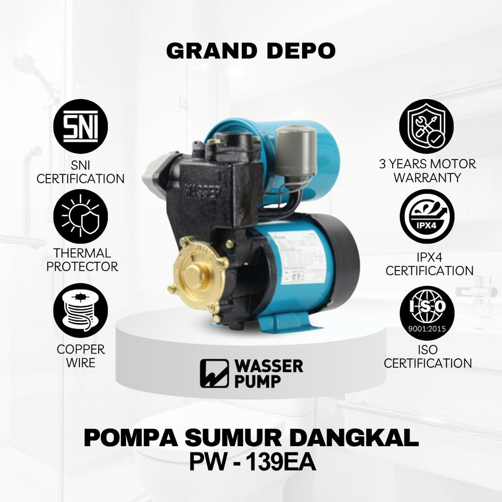 Wasser Pompa Air Sumur Dangkal PW 139EA / Pompa Air Sumur Dangkal Wasser