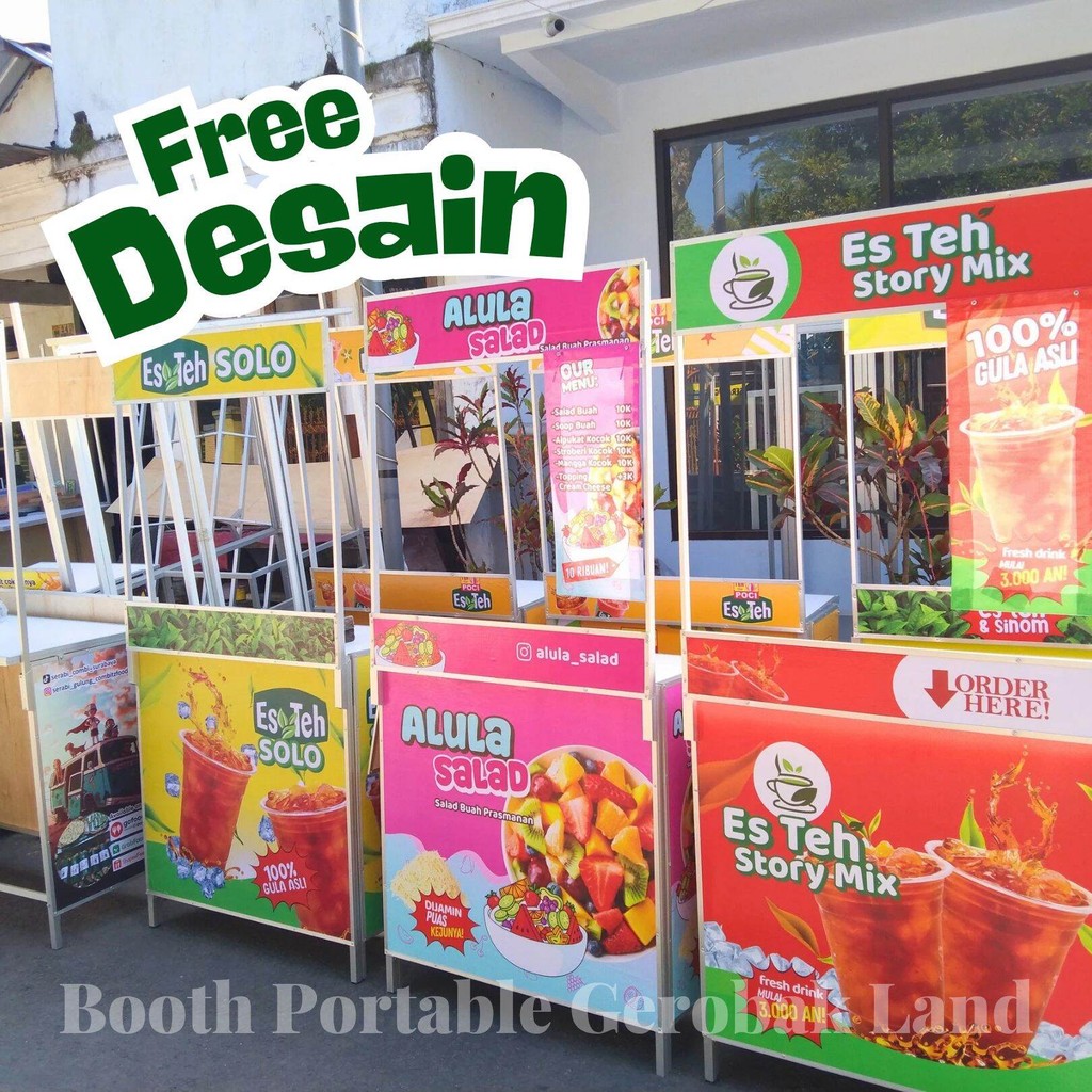 Booth Portable Alumunium Custom Meja Lipat si Gerobak Lan *