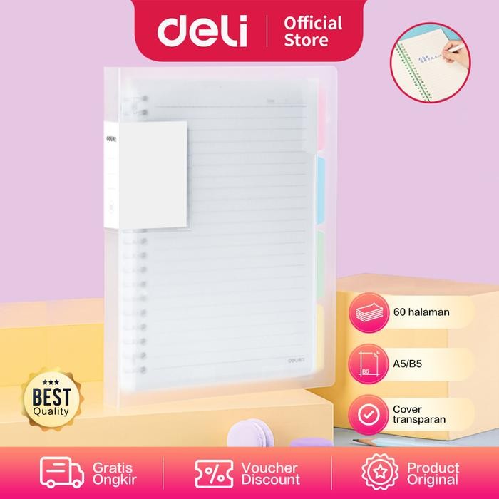 

Deli Loose Leaf / Binder Clip Notebook 60Lmbr A5/B5 Transparan QHX560