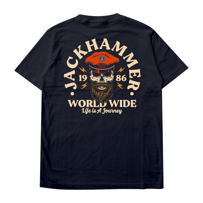【Ori】JACKHAMMER - Tshirt Katun Combed Black Hat Journey Kaos Pria Kaos Distro Cowok
