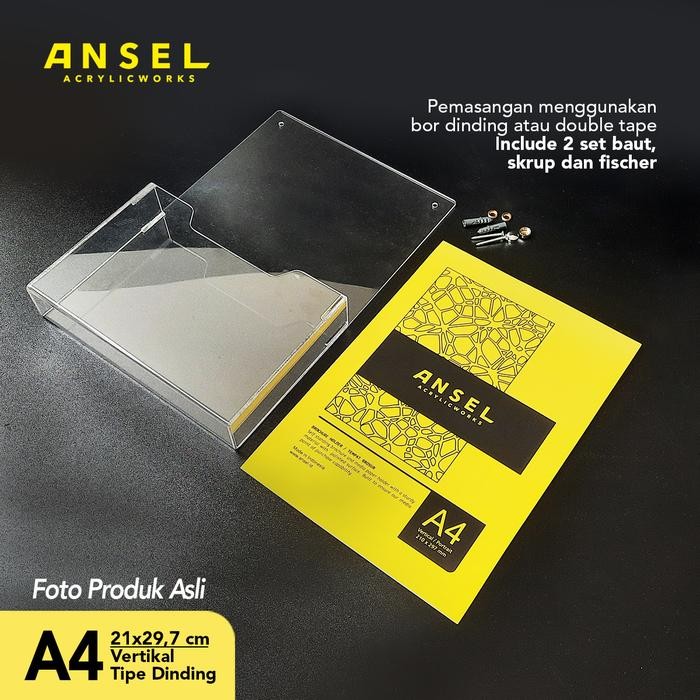 

Tempat Brosur Akrilik Dinding/Acrylic Flyer Holder/ A4 Vertikal Tipe D