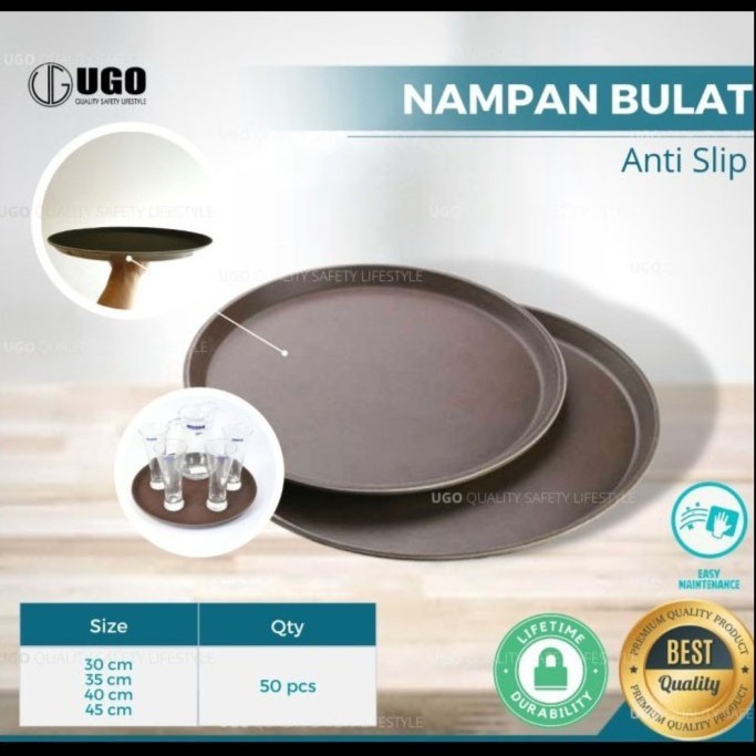 [Bestone] UGO Nampan Baki Saji Tray Bulat Polos Plastik Bulat round anti slip