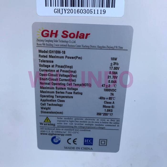 Solar Panel 10 wp Mono / Panel Surya