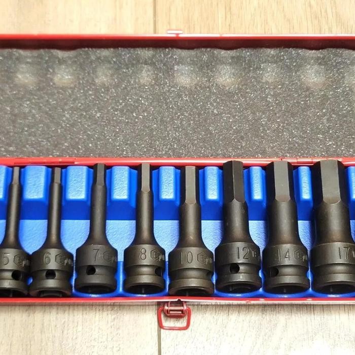 HOT SALE Genis Tools 10 Pcs 1/2" Dr. Impact Hex Head Driver / Impact Hex Bit Socket / Kunci Sok L