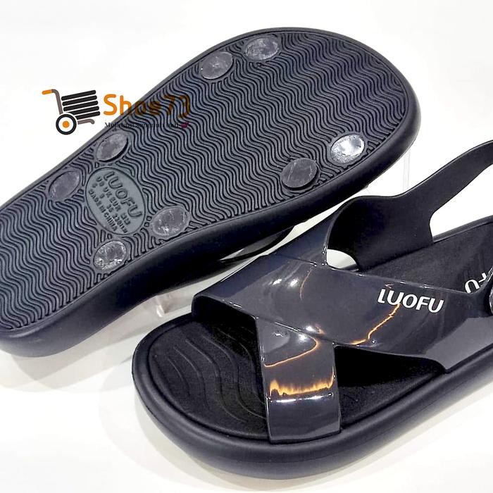 LUOFU E 7212 - BRSLTL4W SIZE 36-40 Sandal Selop Tali Silang Jelly Wanita Sendal Gunung Cewek Ringan