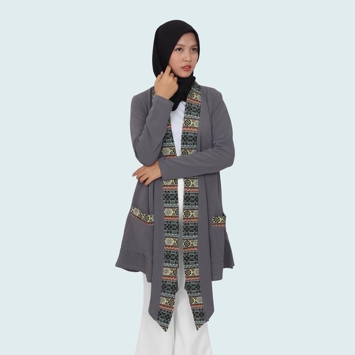 Trenatik- Outer Batik Songket Wanita - Baju Cardigan Outer Panjang Lengan Pendek