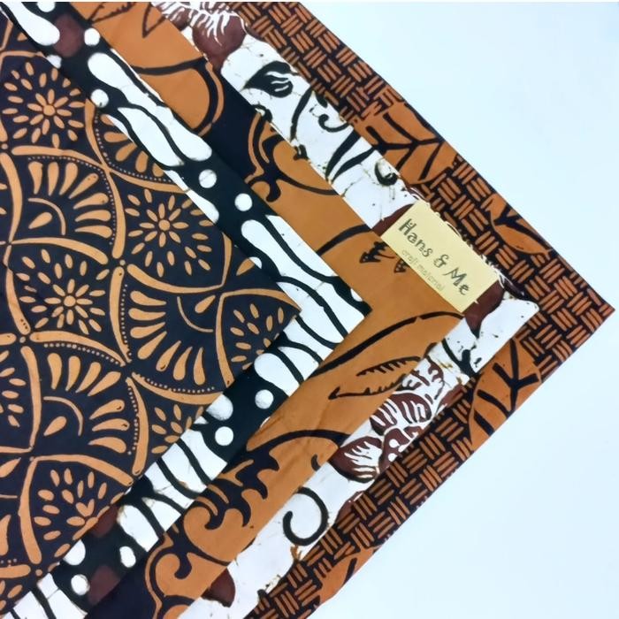 Trenatik- Kain Perca Batik Cap Motif Hitam Coklat (Per Set)