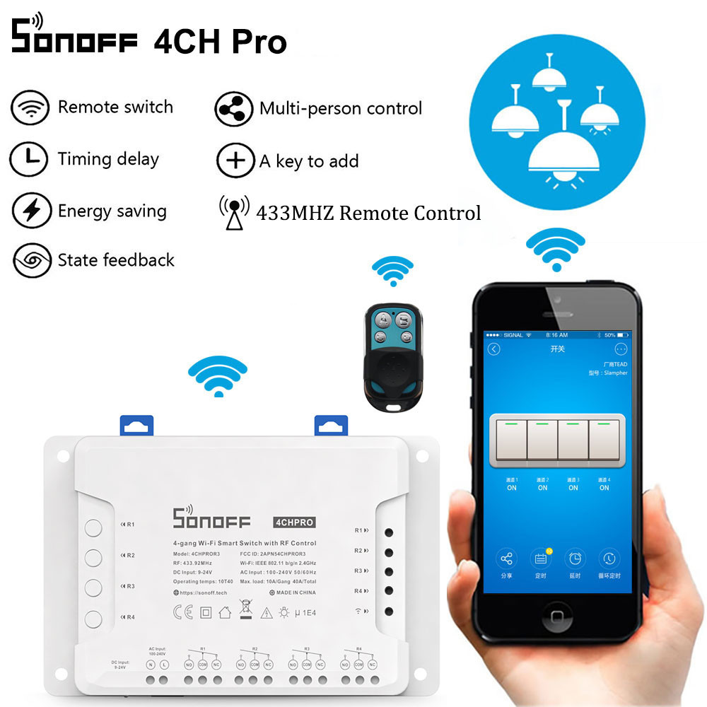Sonoff 4CHProR3 Smart Wifi Light Switch 4 Gang  3 Working Modes