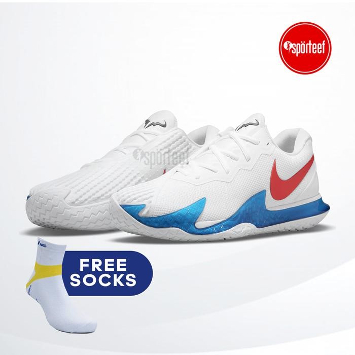 Nike Air Zoom Vpr Cage 4 HC Rafa White Blue Tennis Sepatu Tenis BNIB