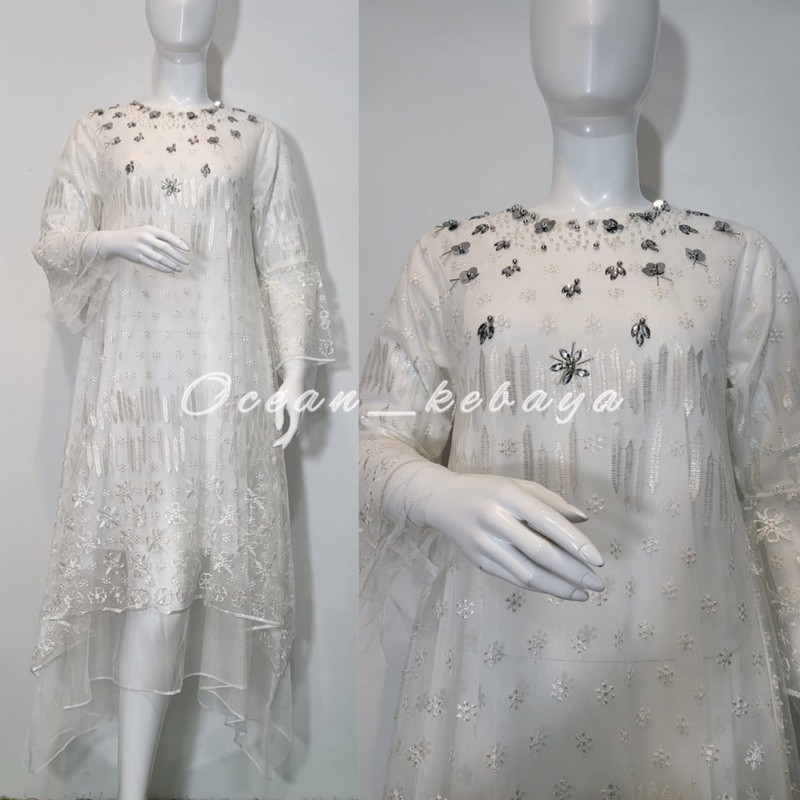 [NEW] Midi Dress Riana Tunik Kondangan Motif Payet Bunga-Bunga