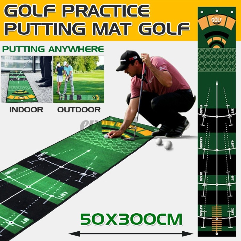 300*50cm Golf Practice Putting Mat Karpet Latihan Putting Anti-Slip Golf Putting Trainer Golf