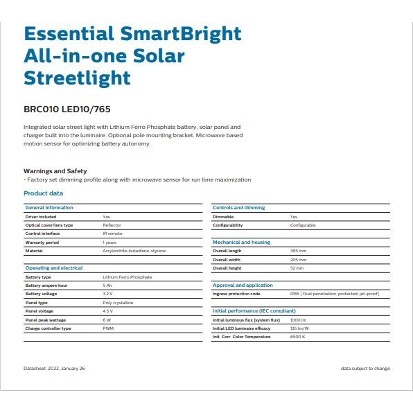 Philips Essential SmartBright Solar Street Light Medium