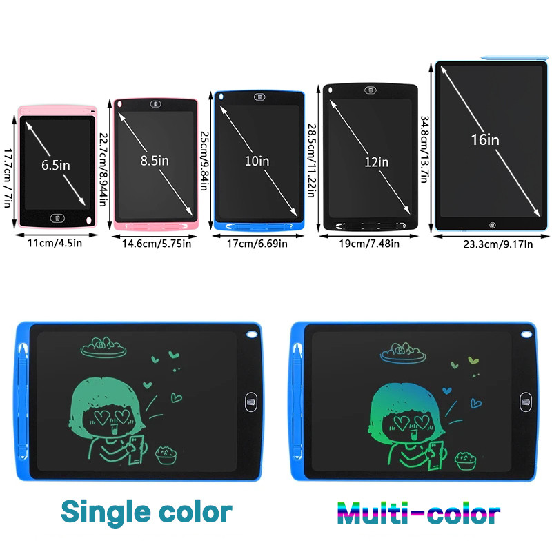 

6.5/8.5/10/12/16Inch Lcd Drawing Board Writing Tablet Digit Magic Blackboard Art Painting Tool Kids