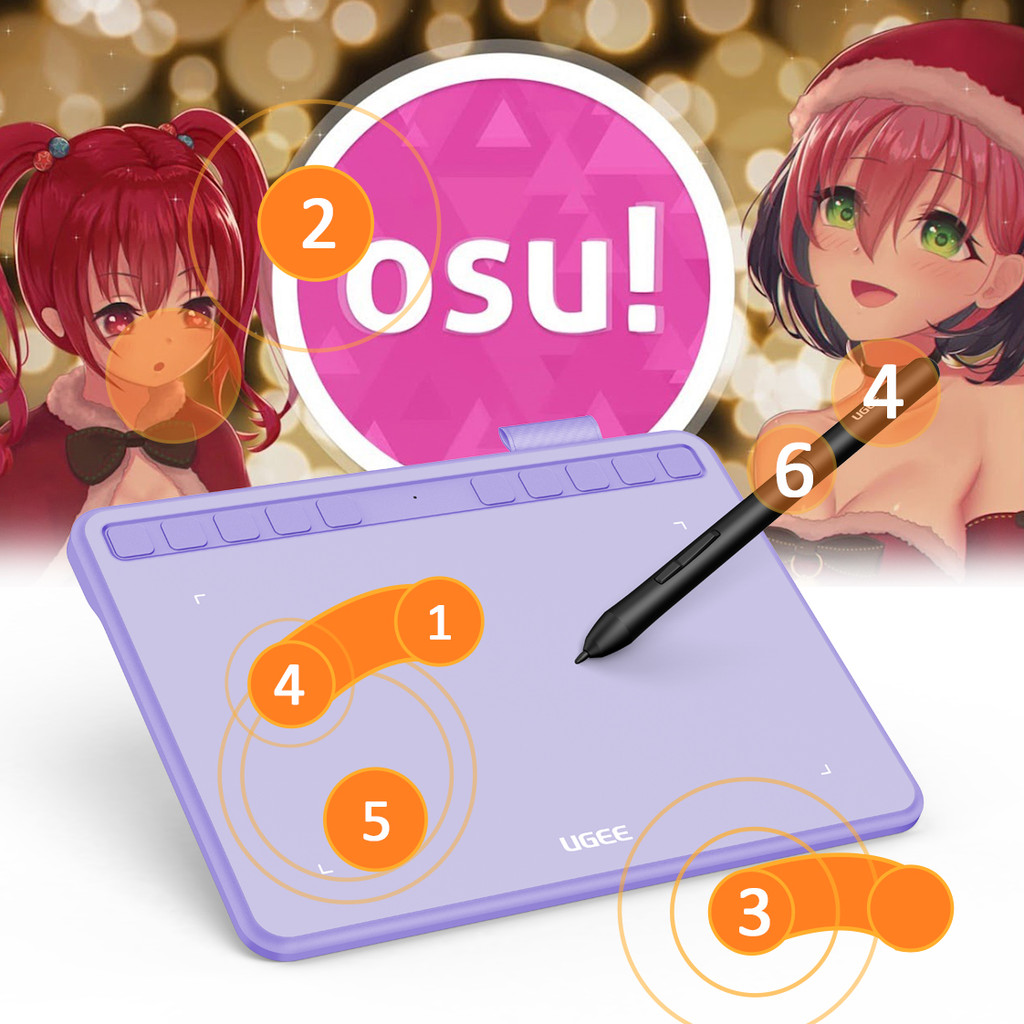 

Ugee S640 Graphics Tablet 6.3X4 Inches Digital Drawing Tablets With Battery-Free Stylus 10 Shortcuts