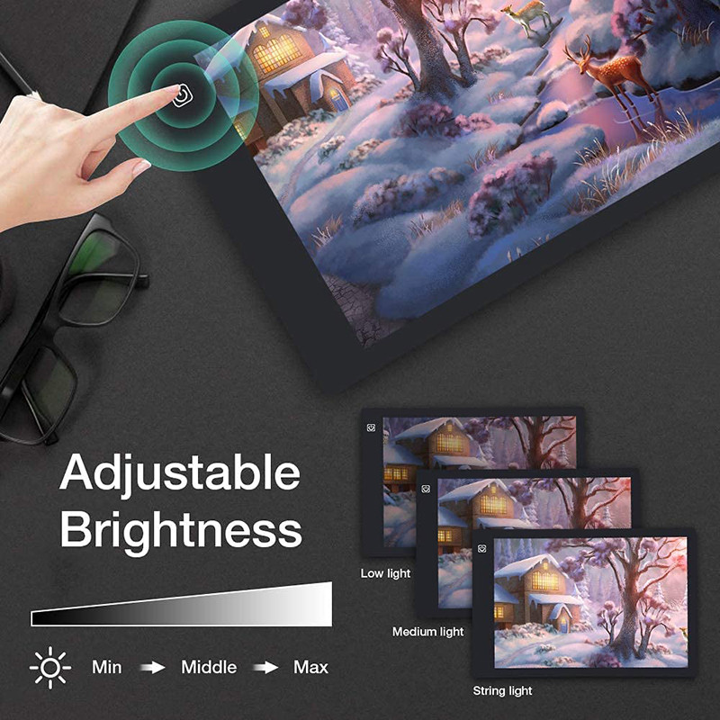 

A4/A3 Portable Light Board Three Level Dimming Magnetic Light Pad, Light Table For Tracing, Led