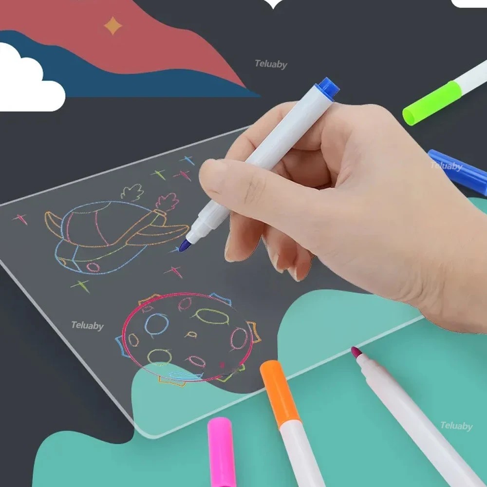 

Magic Drawing Pad Led Light Colorful Space Ocean Dinosaur Painting Board Kids Educational Toys Light