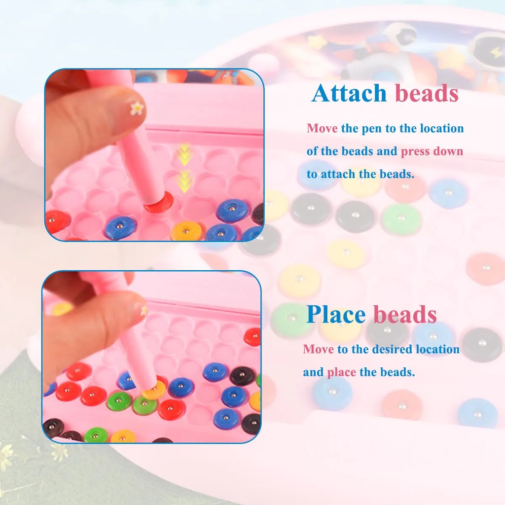 

1 Pcs Children'S Magnetic Doodle Board With Pen & Beads Drawing Toy For 3-8 Years Kids Educational