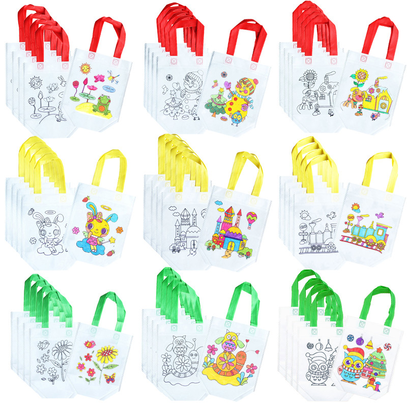 

5Pcs Children Handmade Graffiti Bag Handmade Diy Puzzle Toys EnvironmentProtection Kids Painting