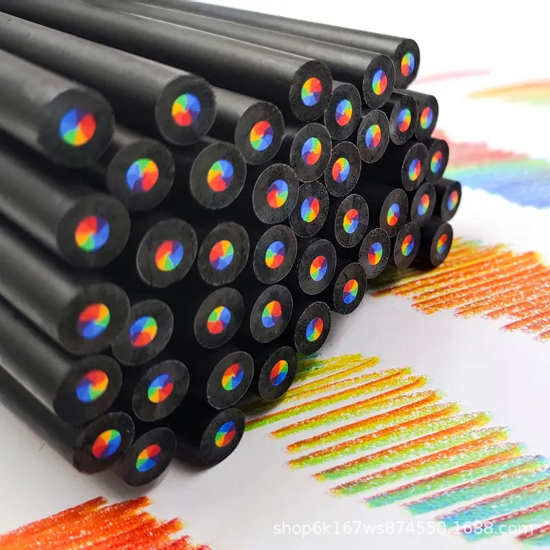 

10Pcs 7-In-1 Colored Black Wood Pencils Rainbow Drawing Pencils For Sketching Doodling Coloring