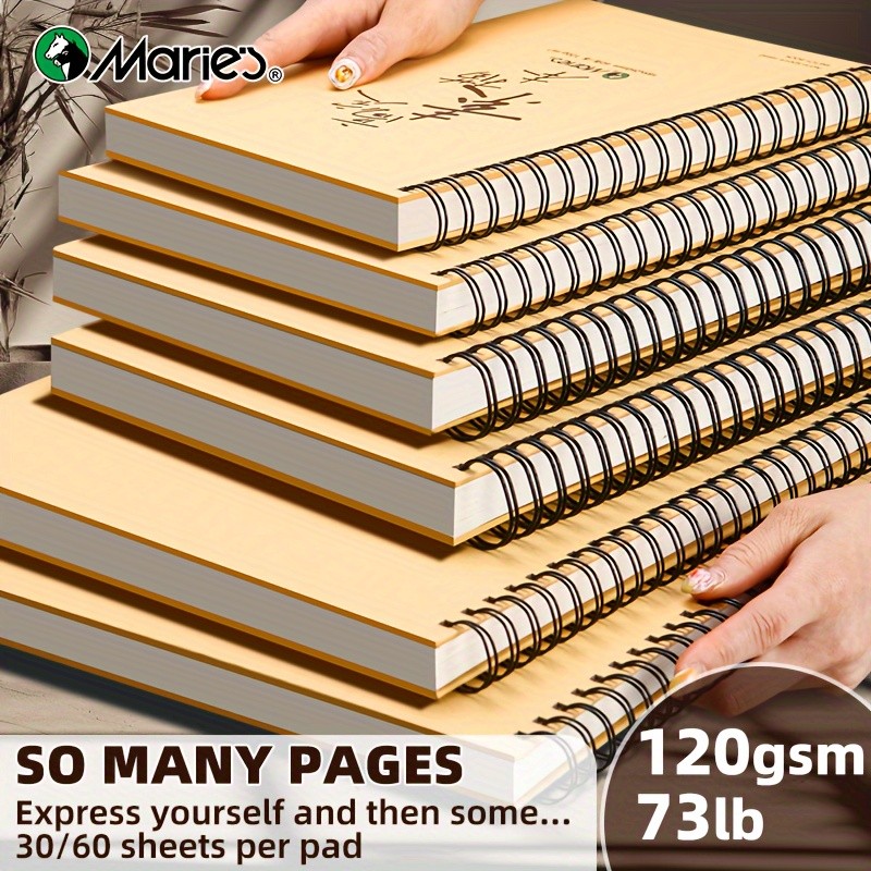 

1Pc Marie'S Spiral Sketch Book,16K/A4/8K With 60-Sheet Packs,73Lb/120Gsm,Notebook For