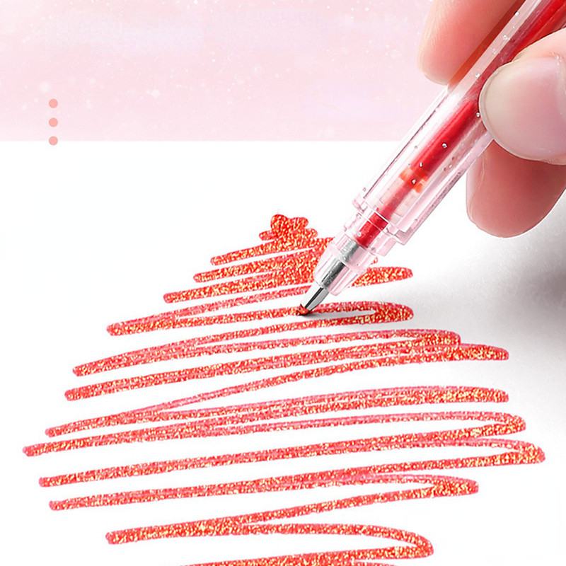 

12/24 Color Glitter Gel Pen 1.0Mm Metal Glitter Color Ballpoint Pen Paper Cardstock Drawing Marking