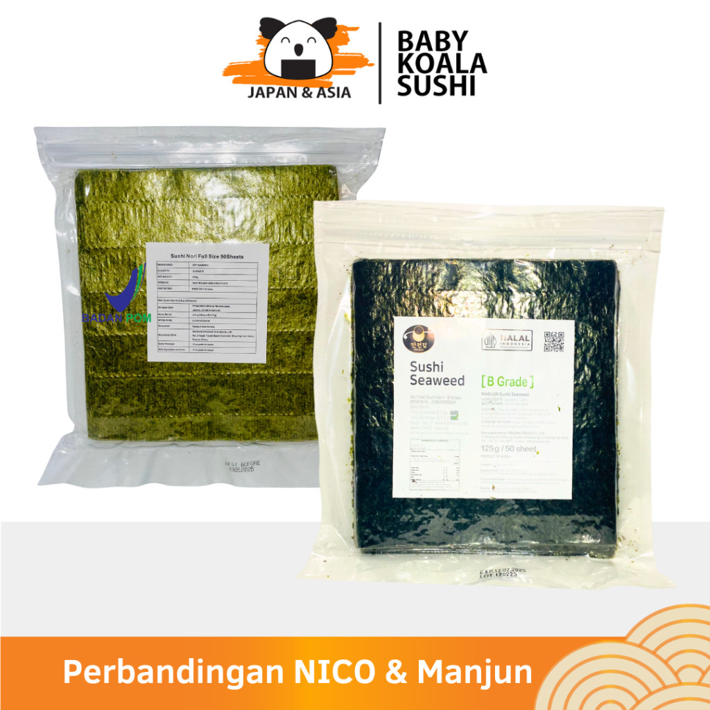 

NICO Sushi Nori Rumput Laut Full Size 50 S Nori Gimbab Import Lembar Rumput Laut