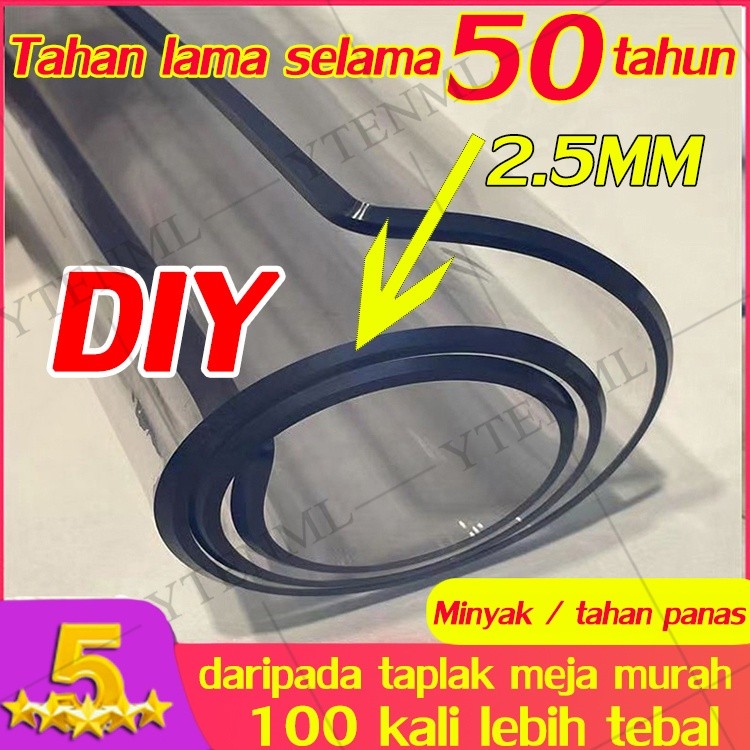 Ukuran yang disesuaikan tersediatebal 2.5mm Taplak Meja Transparan Bahan Mika Plastik Taplak Meja