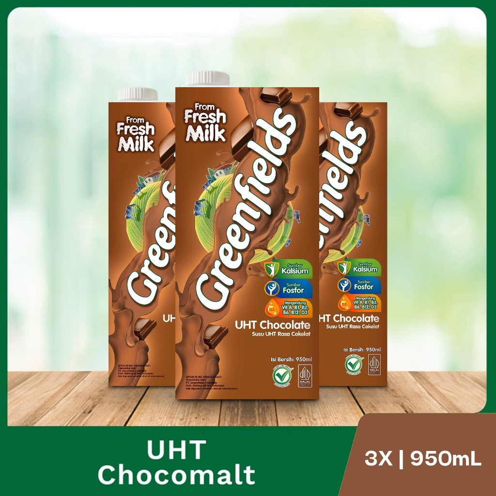 

[TRIPLEPACK] SUSU GREENFIELDS UHT CHOCOLATE 950ML X 3 PCS BEST SELLER