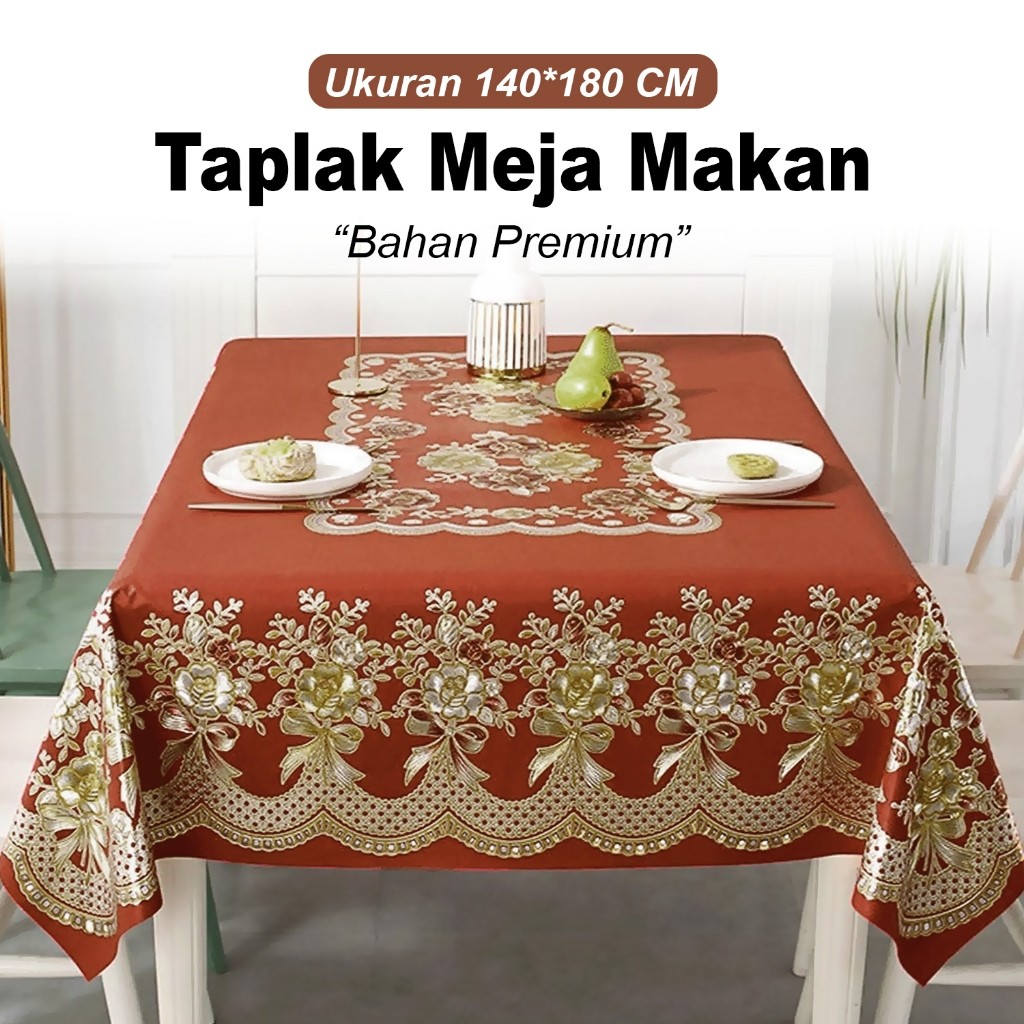 Taplak Meja Makan Tebal Premium Anti Air 140x180 Cm / Taplak Meja Makan Motif Jumbo Waterproof