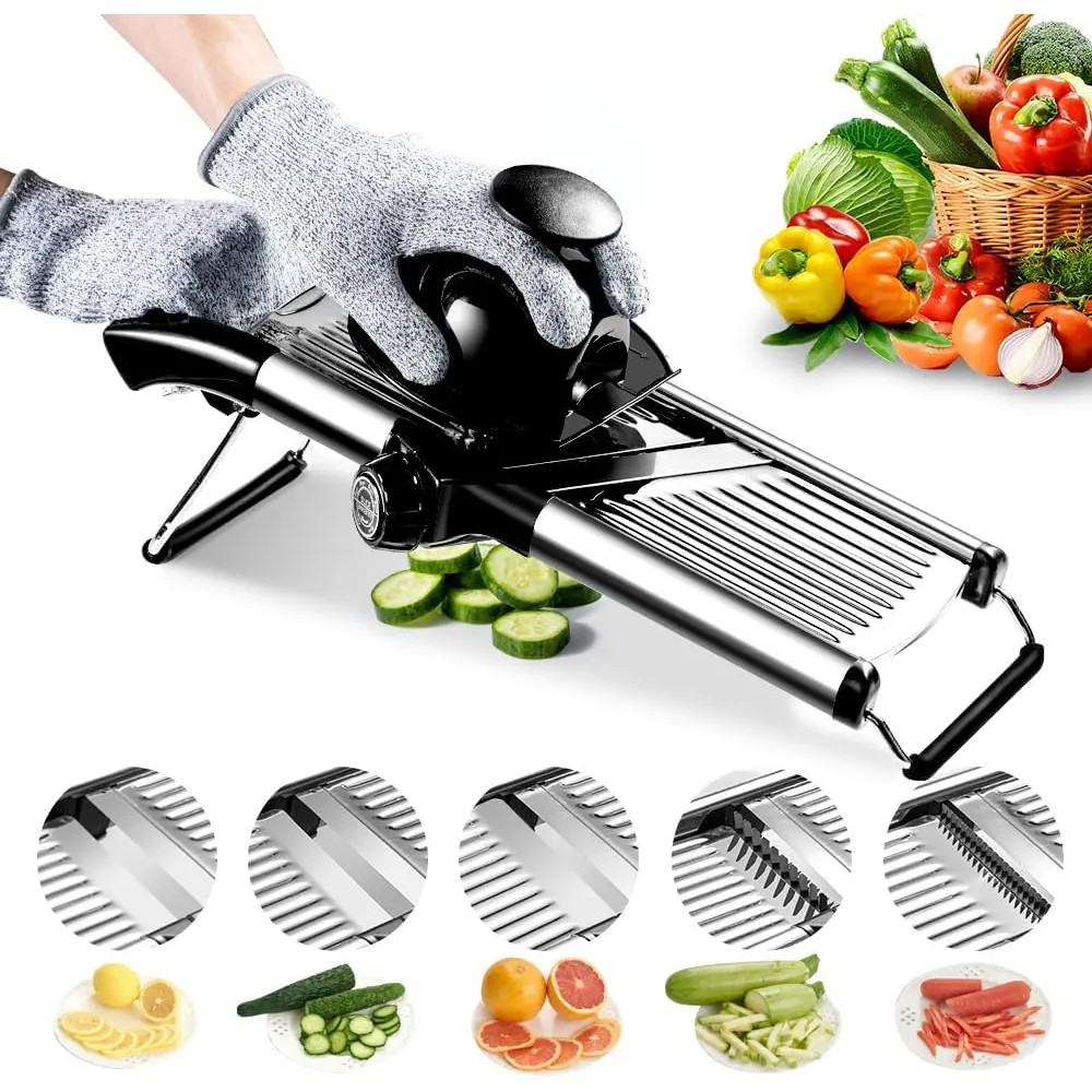 Mandoline Food Slicer, Adjustable Mandoline Slicer for Kitchen, Stainless Steel Mandolin Vegetable C