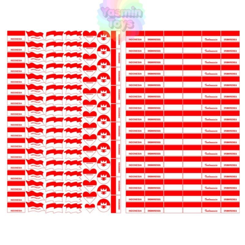 

STIKER BENDERA MERAH PUTIH 1LEMBAR ISI 106PCS/STIKER PIPI BELUM DIPOTONG