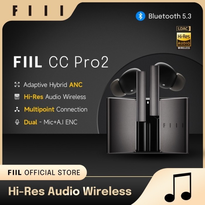 English Version FIIL CC Pro2 Hi-Res LDAC 42dB Hybrid ANC TWS Earbuds