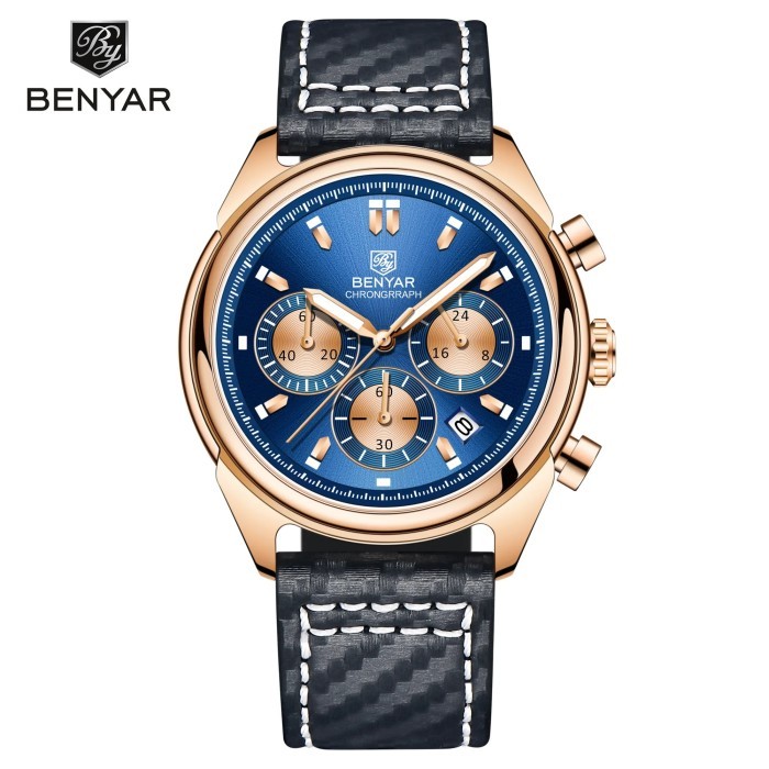 BENYAR Men Watch Pilot Casual Luxury Sport Chronograph Quartz Leather