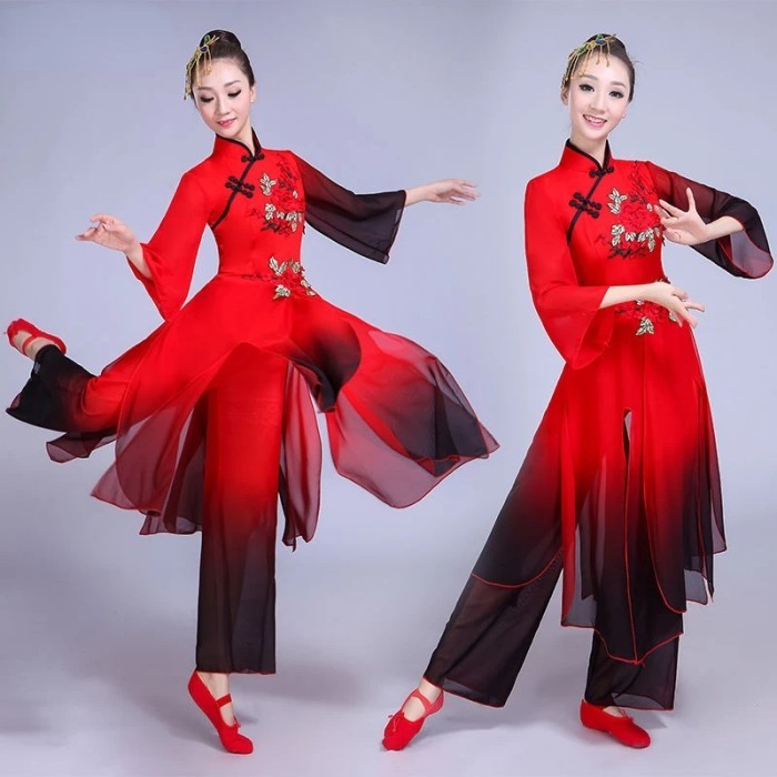 Chinese Folk Classical Dance Female Ancient Yangko Hanfu Clothing