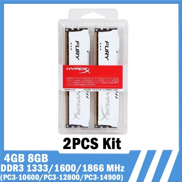 HyperX Fury Memoria DDR3 RAM 8GB 2x4GB 16GB 2x8GB Kit 1866MHz 1333