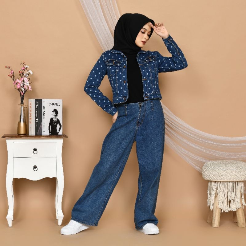 HOT PRODUCT LDV - JAKET JEANS CROP WANITA (SLIMFIT) CROP JACKET DENIM REALPICT