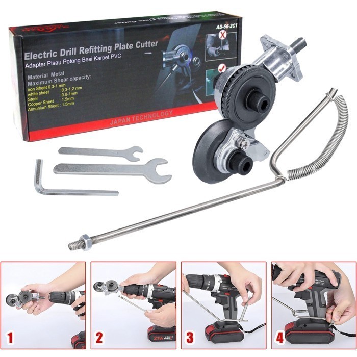 

Adaptor Adapter Converter Bor Pemotong Potong Gunting Seng Plat Besi Logam Electric Drill Plate Cutter