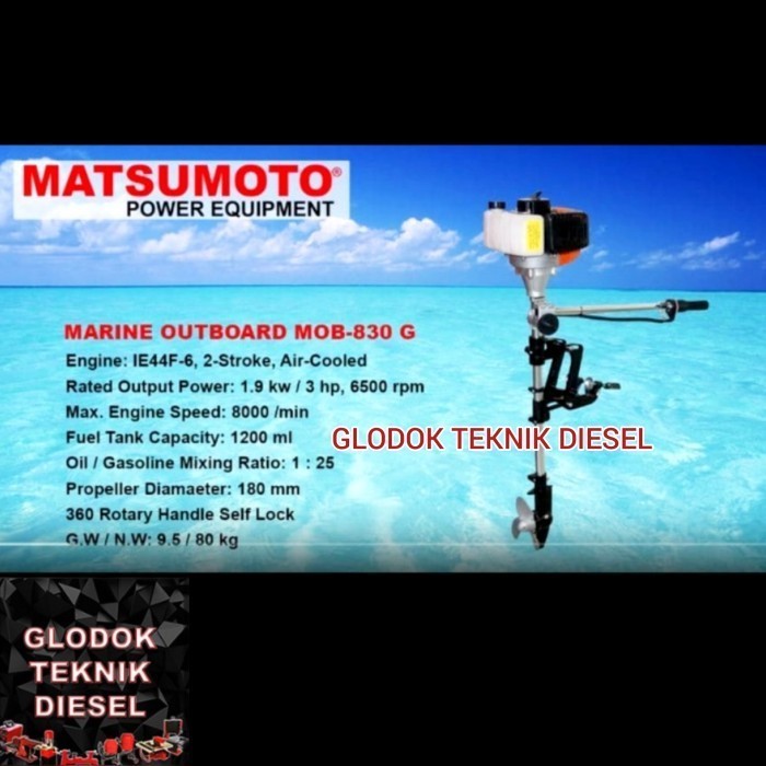 Mesin Tempel Outboard 3 PK Matsumoto MOB 830 G Marine MOB-830G 3 HP Mesin Tempel Kapal Perahu 3HP