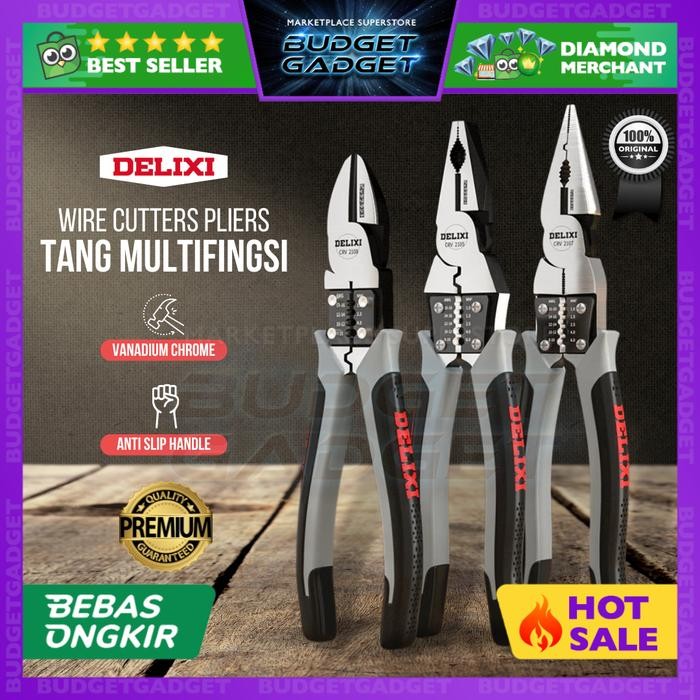 Rakitan- DELIXI Tang Potong Jepit Kawat Stripping CRV Multifungsi Wire Cutter