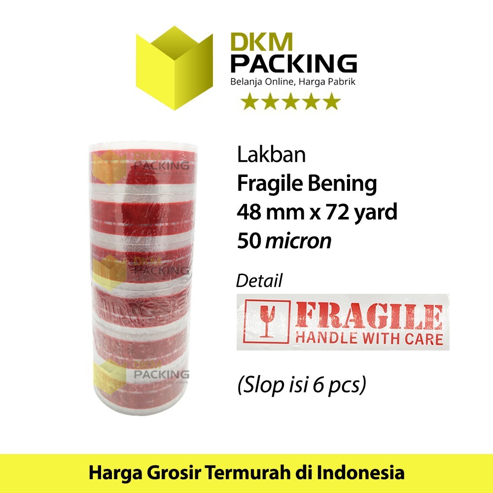 

JH8 Lakban FRAGILE 48mm Plakban Isolasi PREMIUM TERMURAH /SELOP